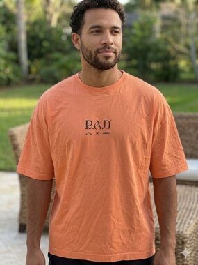 RAD Global Desert Heat Organic Cotton Tee T Shirt Medium Oversized Tan Orange